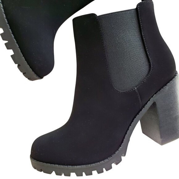 Soda Whimsigoth Chunky Heel Black Combat Boots Jaber Ankle Lug Sole Pull on 9.5 - Picture 4 of 13